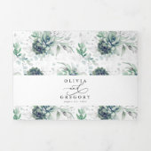 Romantic Elegant Silver Succulent Greenery Wedding Drieluik Uitnodiging (Cover)