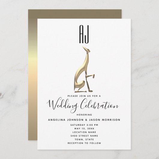 Romantic Elegant Wedding Kaart (Voorkant / Achterkant)