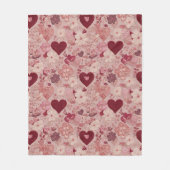 Romantic Embroidered Hearts & Floral Pattern Fleece Deken (Voorkant)