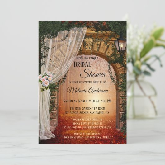 Romantic Enchanted Forest Bridal Shower Invitation Kaart (Staand voorkant)