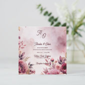 Romantic Ethereal Mauve Floral Wedding Invitation  (Debout devant)