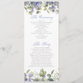 Romantic Eucalyptus & Lavender Weddenschap Programma (Achterkant)