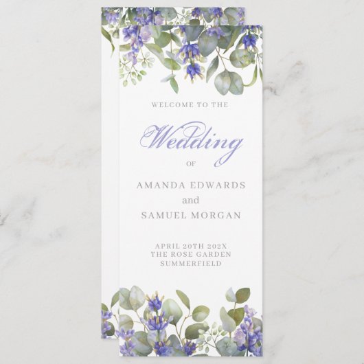 Romantic Eucalyptus & Lavender Weddenschap Programma (Voorkant / Achterkant)