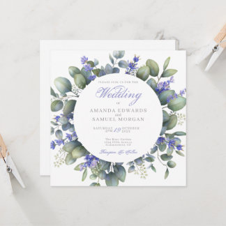 Romantic Eucalyptus & Lavender Wedding Invitation