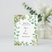Romantic Eucalyptus Summer Wedding Bedankkaart (Staand voorkant)
