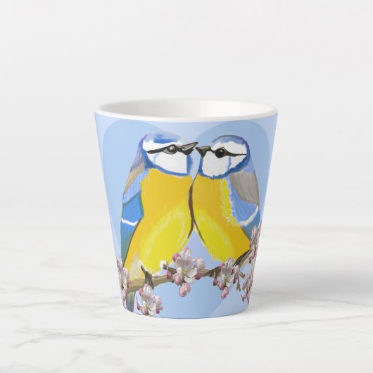 Romantic Eurasian Chikadee Latte Mug Latte Mok (Voorkant)