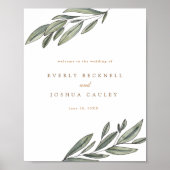 Romantic Evergreen Wedding Welcome Sign Poster (Voorkant)