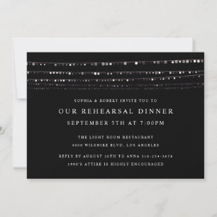 Romantic Fairy Lights Rehearsal Dinner Black Kaart