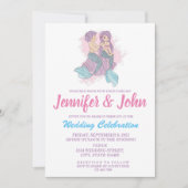 Romantic Fairy Tale Mermaid Wedding Invitation Kaart (Voorkant)