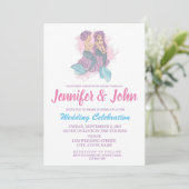 Romantic Fairy Tale Mermaid Wedding Invitation Kaart (Staand voorkant)