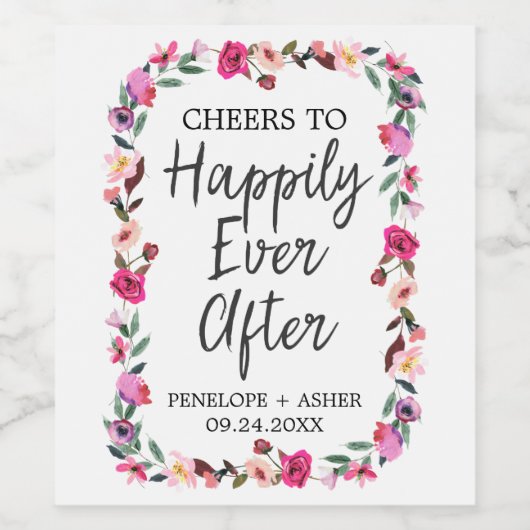 Romantic Fairytale bruiloft "Gelukkig Ever na" Wijn Etiket (Enkel label)