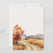 Romantic fall barn Wedding Table Seating Card Kaart (Achterkant)