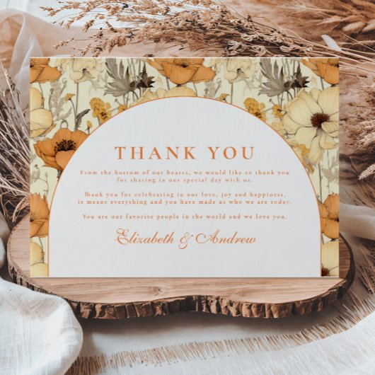 Romantic Fall Floral Wedding Bedankkaart