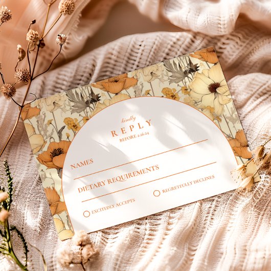 Romantic Fall Floral Wedding RSVP Kaartje