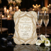 Romantic Faux Gold Calligraphy Royal Wedding Kaart