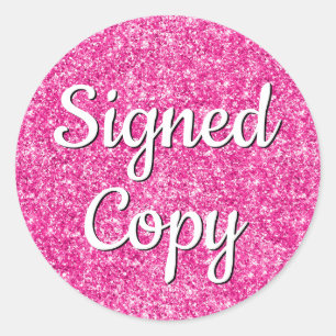 Romantic Faux Hot Pink Glitter Foto ondertekend Ex Ronde Sticker