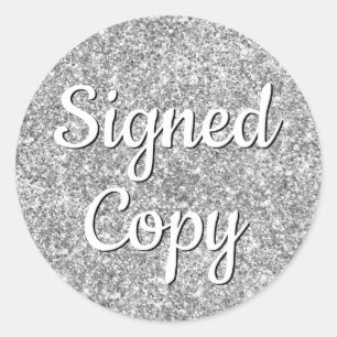 Romantic Faux Silver Glitter Foto Ondertekend Exem Ronde Sticker