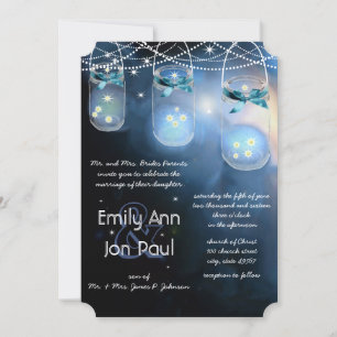 Romantic Firefly Mason Jar Wedding Kaart