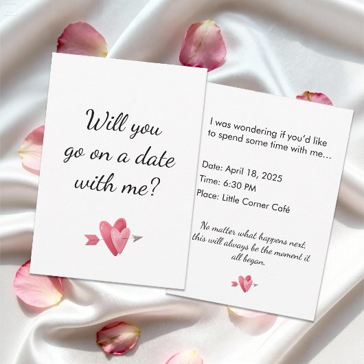Romantic First Date Heart Proposal Kaart