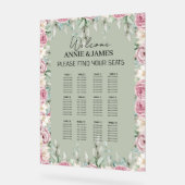 Romantic Floral Acrylic Wedding Seating Chart Sign (Angle)