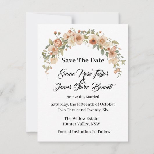Romantic Floral Arch Save the Date Card (Voorkant)