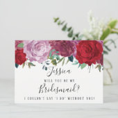 Romantic Floral ben je mijn Bridesmaid? Kaart (Staand voorkant)