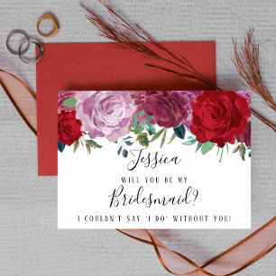 Romantic Floral ben je mijn Bridesmaid? Kaart
