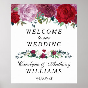 Romantic Floral Blooms Weddenschap Welkomstteken Poster