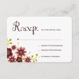 Romantic Floral Bouquet Banner Wedding RSVP Kaartje