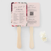 Romantic Floral Bouquet Pink Wedding Program Fan Handwaaier (Voorkant en achterkant)