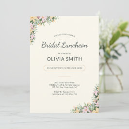 Romantic Floral Bridal Luncheon Invitation Kaart