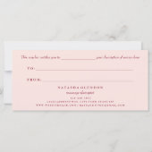 Romantic Floral Burgundy Elegant Gift Vouchers (Achterkant)