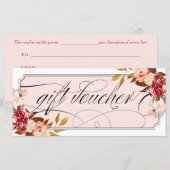 Romantic Floral Burgundy Elegant Gift Vouchers (Voorkant / Achterkant)
