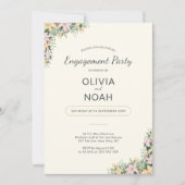 Romantic Floral Engagement Party Invitation (Devant)