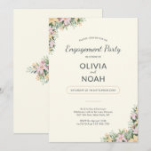 Romantic Floral Engagement Party Invitation (Devant / Derrière)