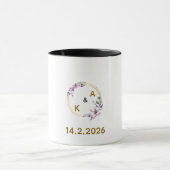 Romantic Floral Frame Couple Mug with Initials & W (Centre)