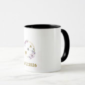 Romantic Floral Frame Couple Mug with Initials & W Mok (Voorkant rechts)