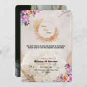 Romantic Floral Gold Wedding Invitation (Devant / Derrière)