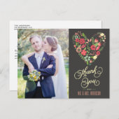 Romantic Floral Heart Foto Dank u Briefkaart (Voorkant / Achterkant)