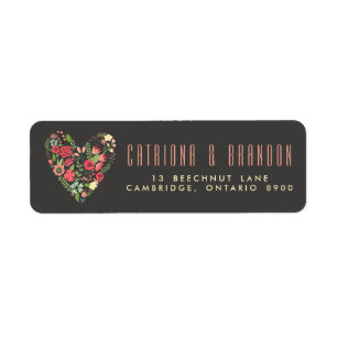 Romantic Floral Heart Return Address Label