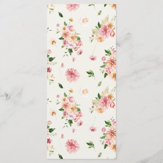 Romantic Floral Heart Wedding Ceremony Program Programma (Achterkant)