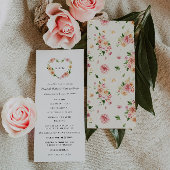 Romantic Floral Heart Wedding Ceremony Program Programma