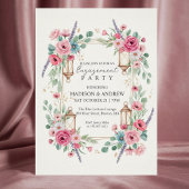 Romantic Floral Lantern Engagement Invitation