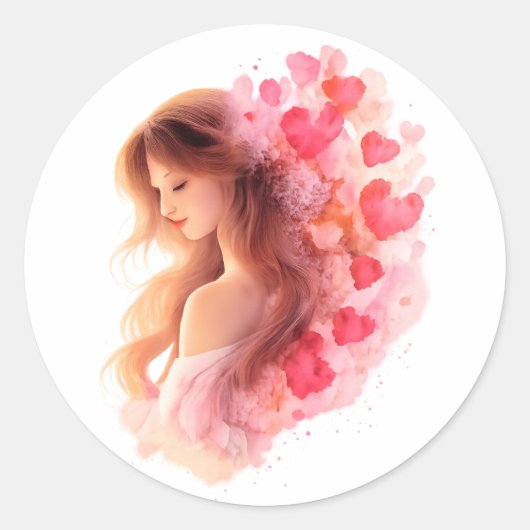 Romantic Floral Love Sticker Soft Valentine art (Voorkant)