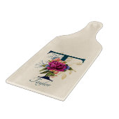 Romantic Floral Monogram Letter T Snijplank (Hoek)