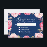 Romantic Floral Navy Blue Repas Choix RSVP Réponse<br><div class="desc">Romantique Floral Navy Blue Meal Choices Carte de réponse RSVP. (1) Pour plus de personnalisation, cliquez sur le lien "customiser plus loin" et utilisez notre outil de conception pour modifier ce modèle. (2) Si vous préférez les papiers plus épais / Finition mat, vous pouvez envisager de choisir le type de...</div>