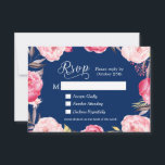 Romantic Floral Navy Blue Repas Choix RSVP Réponse<br><div class="desc">Romantique Floral Navy Blue Meal Choices Carte de réponse RSVP. (1) Pour plus de personnalisation, cliquez sur le lien "customiser plus loin" et utilisez notre outil de conception pour modifier ce modèle. (2) Si vous préférez les papiers plus épais / Finition mat, vous pouvez envisager de choisir le type de...</div>