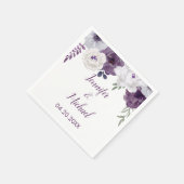 Romantic Floral Paars Silver Personalize Wedding Servet (Hoek)