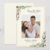 Romantic Floral Photo Save the Date (Voorkant / Achterkant)