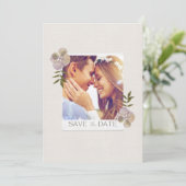 Romantic Floral Photo Wedding Save the Date (Staand voorkant)